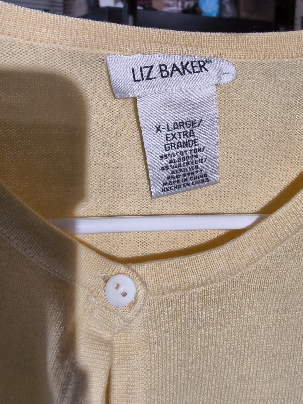 Liz Baker  Pale Yellow Cardigan Sweater